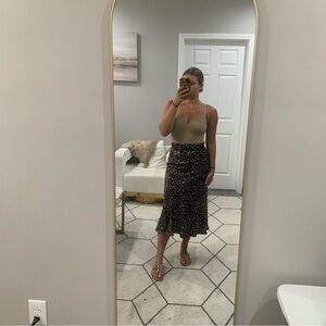 Never Fully Dressed Skirt Satin Midi Flare in Leopard
